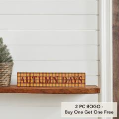 Autumn Days Farmhouse Fall Wall Sign 3x14 Burgundy & Mustard Rustic MDF Decor (2 PC BOGO Bundle)