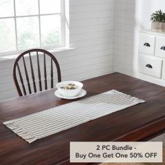 Kaila Ticking Stripe Ruffled Runner 12x36 (2 PC BOGO Bundle)