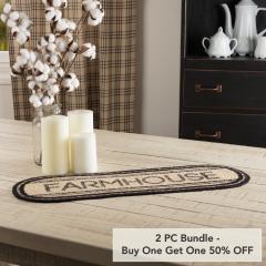 Sawyer Mill Charcoal Creme Farmhouse Jute Oval Runner 8x24 (2 PC BOGO Bundle)