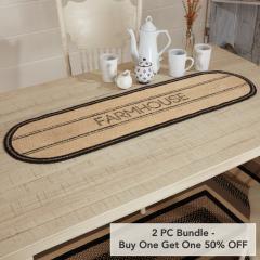 Sawyer Mill Charcoal Creme Farmhouse Jute Runner 13x48 (2 PC BOGO Bundle)