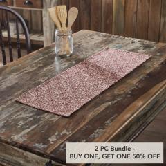 Custom House Burgundy Tan Jacquard Runner 12x36 (2 PC BOGO Bundle)