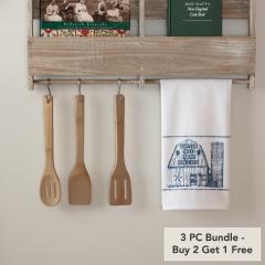 Sawyer Mill Blue Barn Muslin Bleached White Tea Towel 19x28 (3 PC BOGO Bundle)