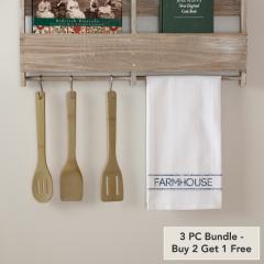 Sawyer Mill Blue Farmhouse Muslin Bleached White Tea Towel 19x28 (3 PC BOGO Bundle)