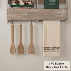 Sawyer Mill Charcoal Farmhouse Muslin Unbleached Natural Tea Towel 19x28 (3 PC BOGO Bundle)