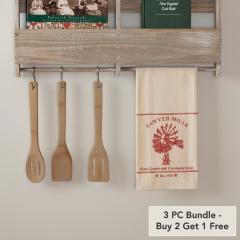 Sawyer Mill Red Windmill Muslin Unbleached Natural Tea Towel 19x28 (3 PC BOGO Bundle)