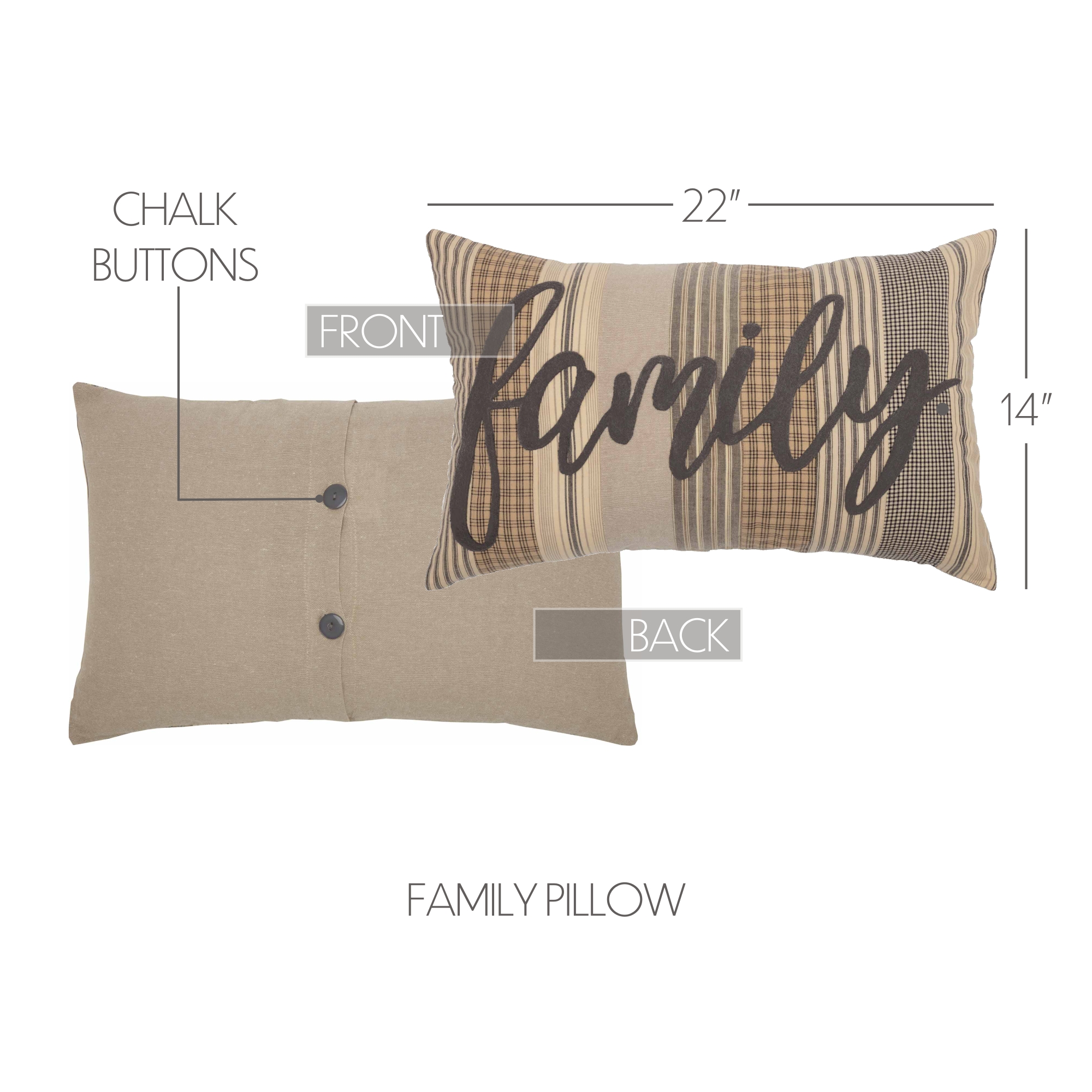 Sawyer Mill Charcoal Family Pillow 14x22 - 51299