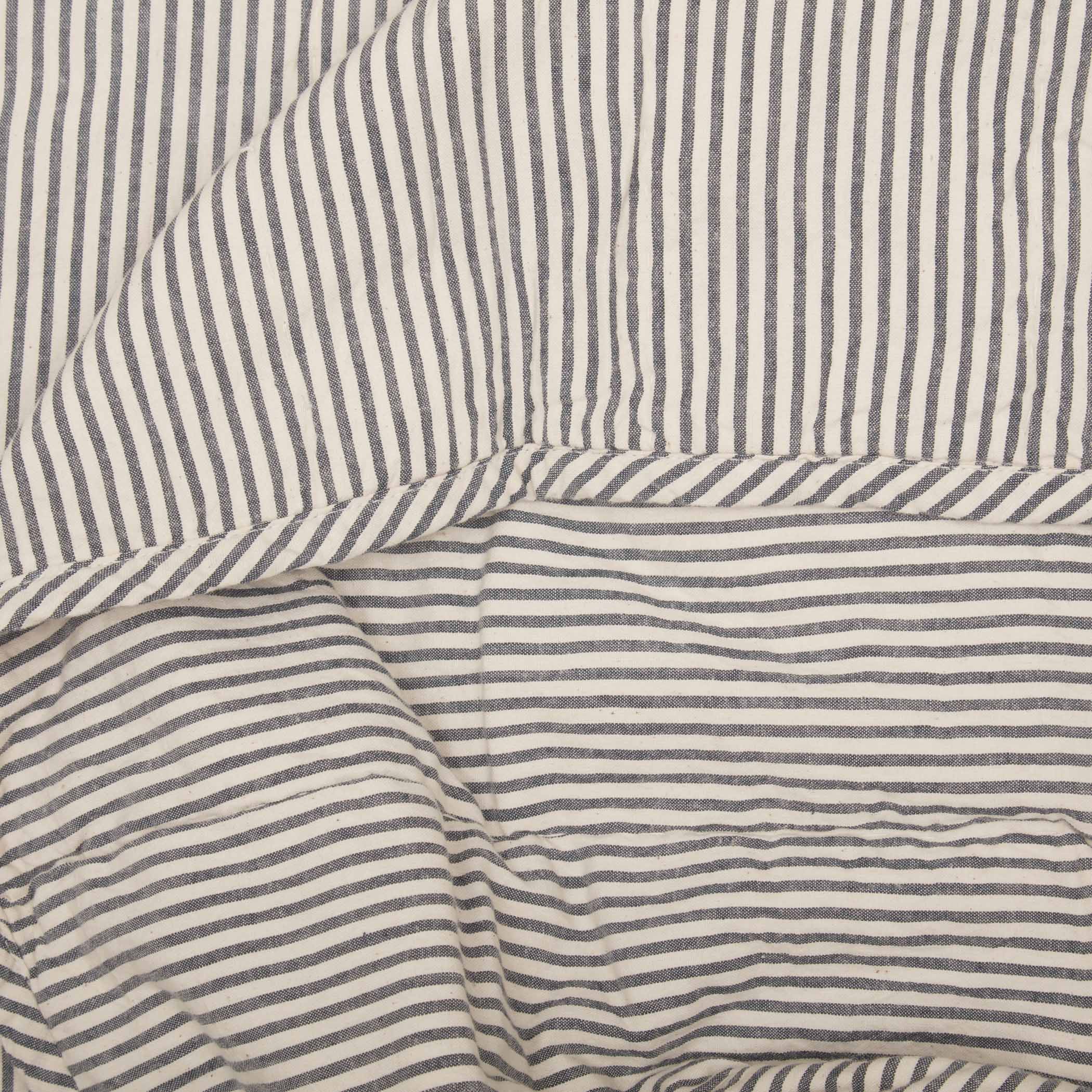 VHC Brands Hatteras Americana Seersucker Blue Ticking Stripe Twin Quilt – 68x86, 100% Cotton