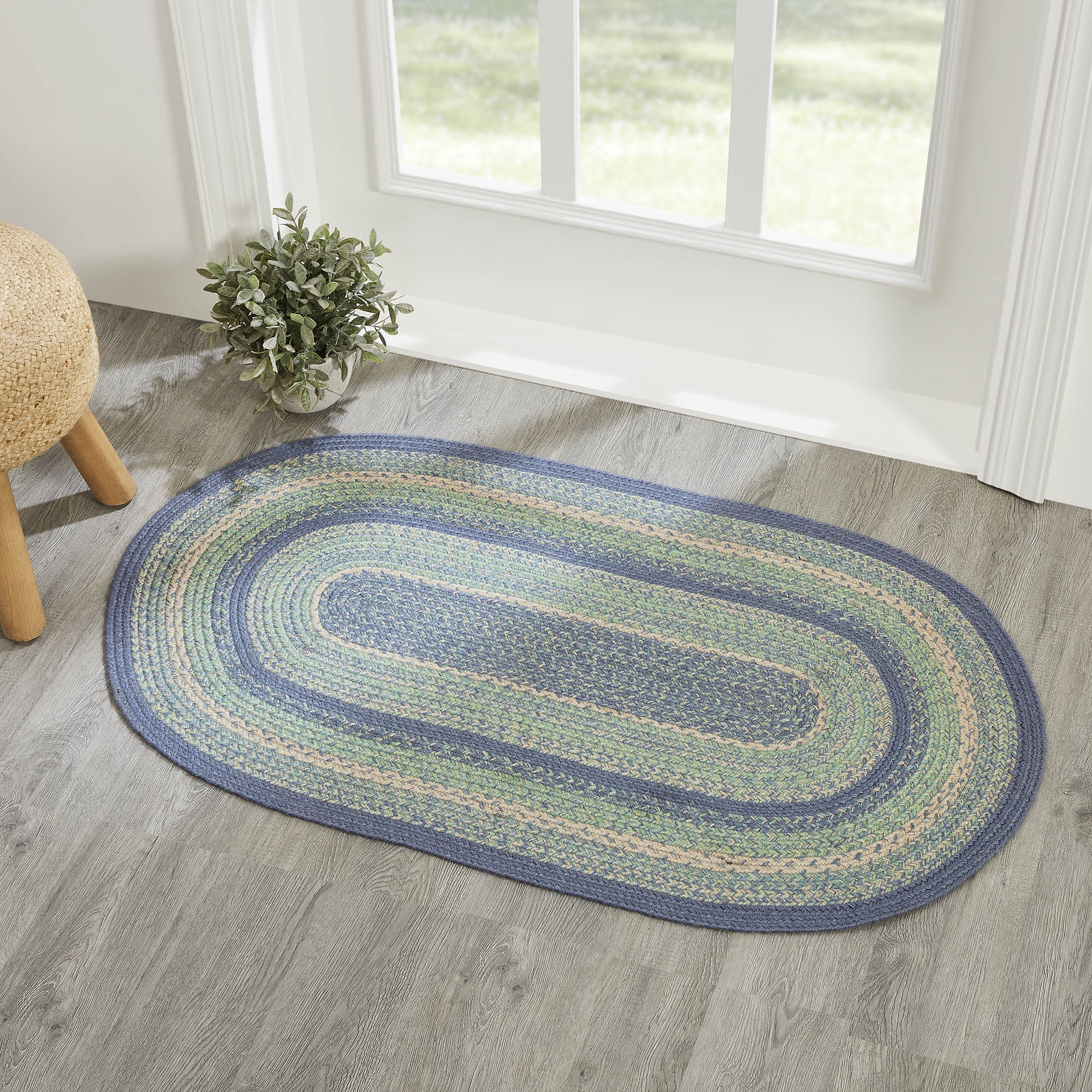 VHC Brands Braided Rug - Kaila Jute Rug Oval with Pad 27x48