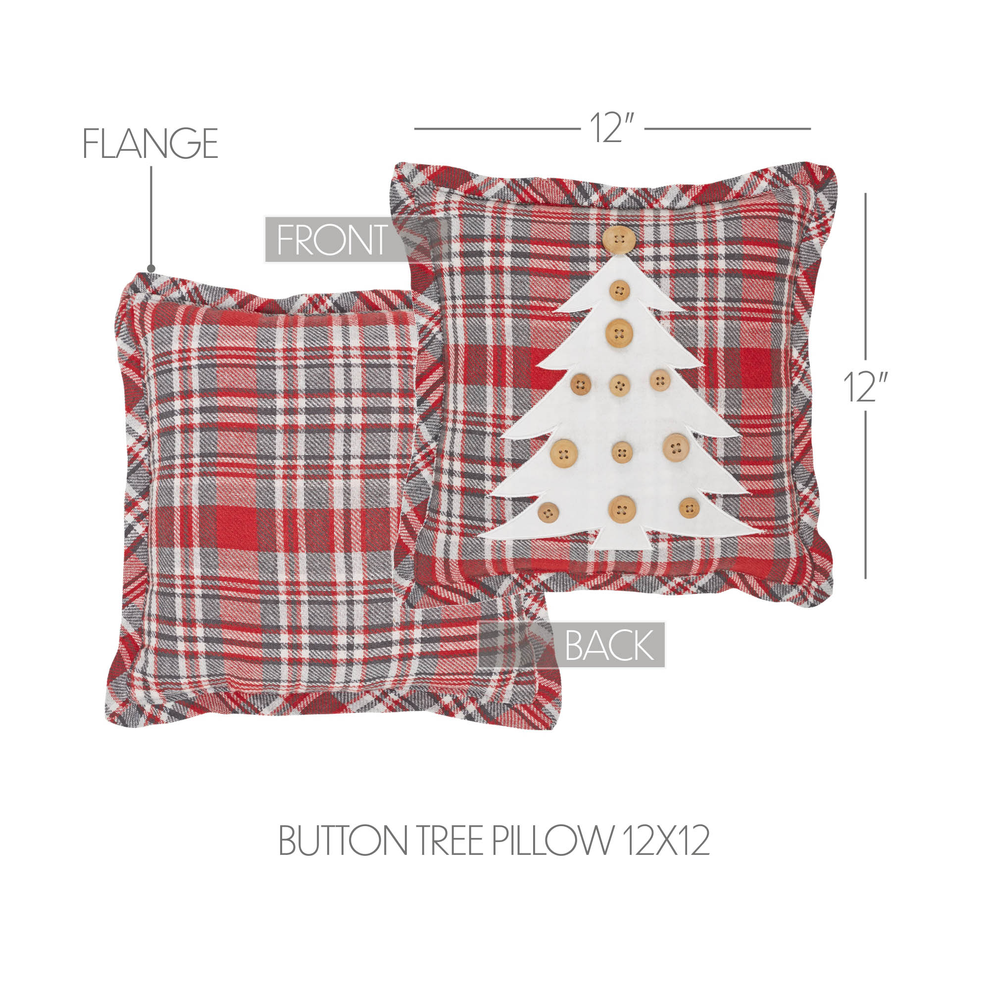 Gregor Plaid Button Tree Pillow 12x12 - 84072