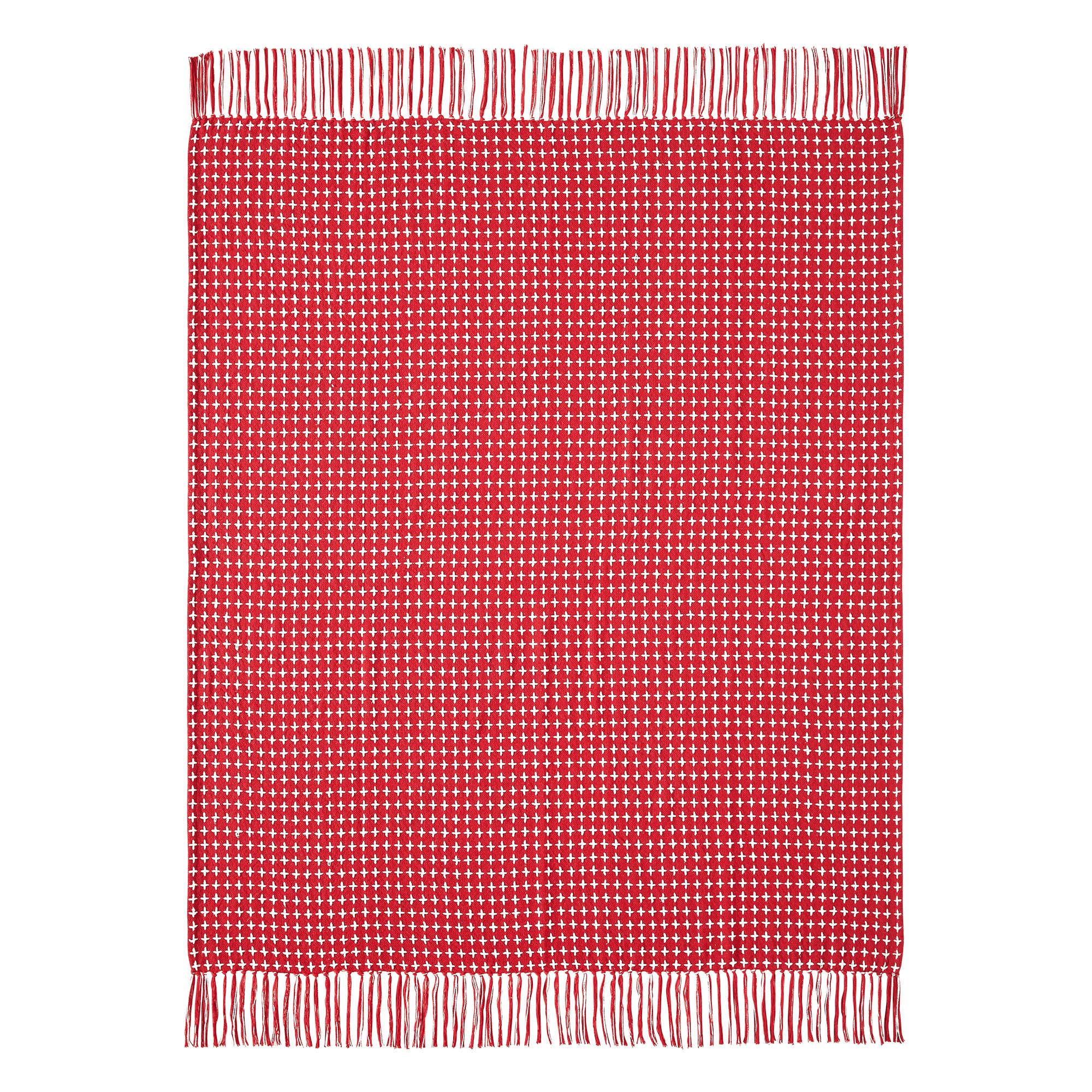 Gallen Red White Woven Throw 50x60 - 84136