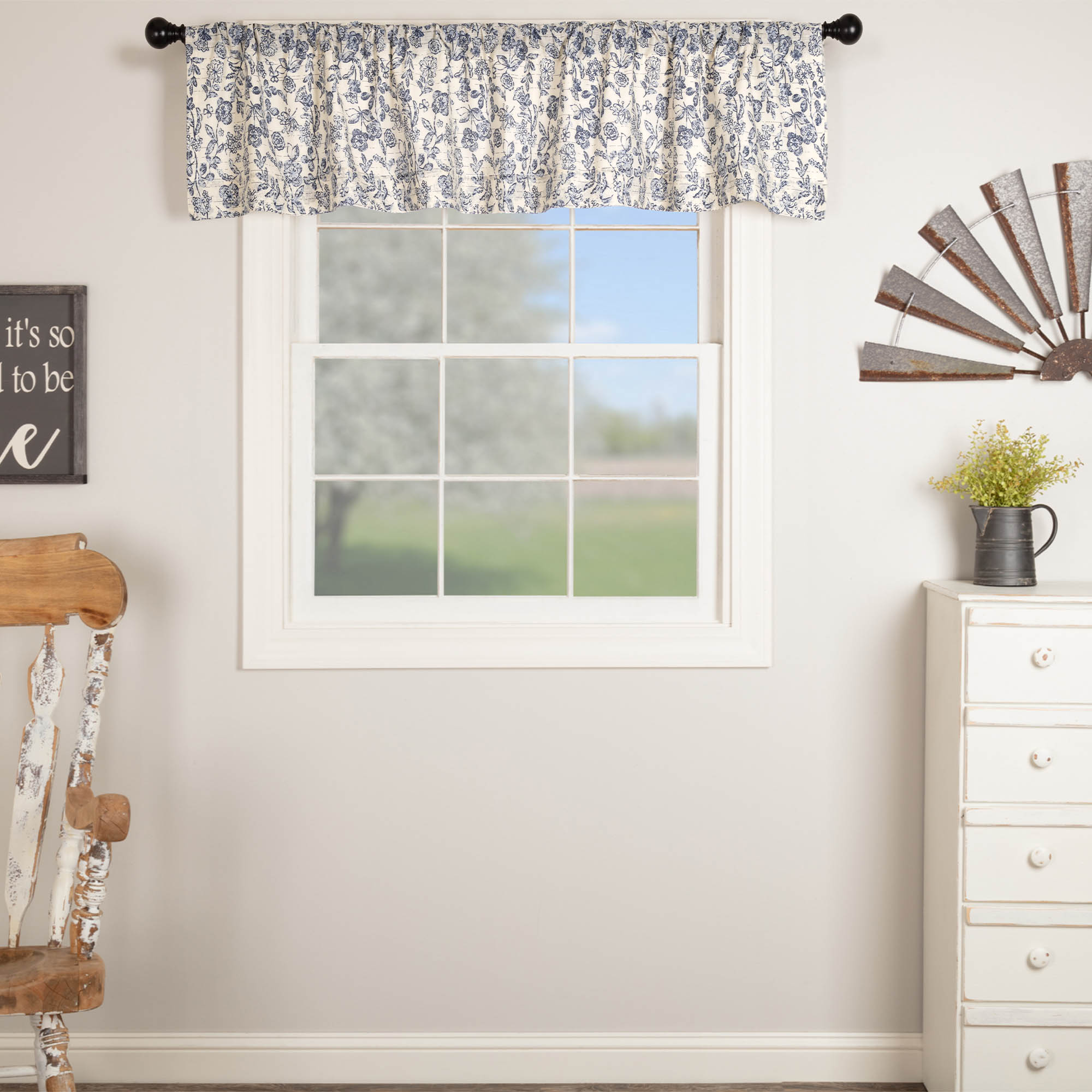 Blue Floral Valance 16Lx72W - 85000