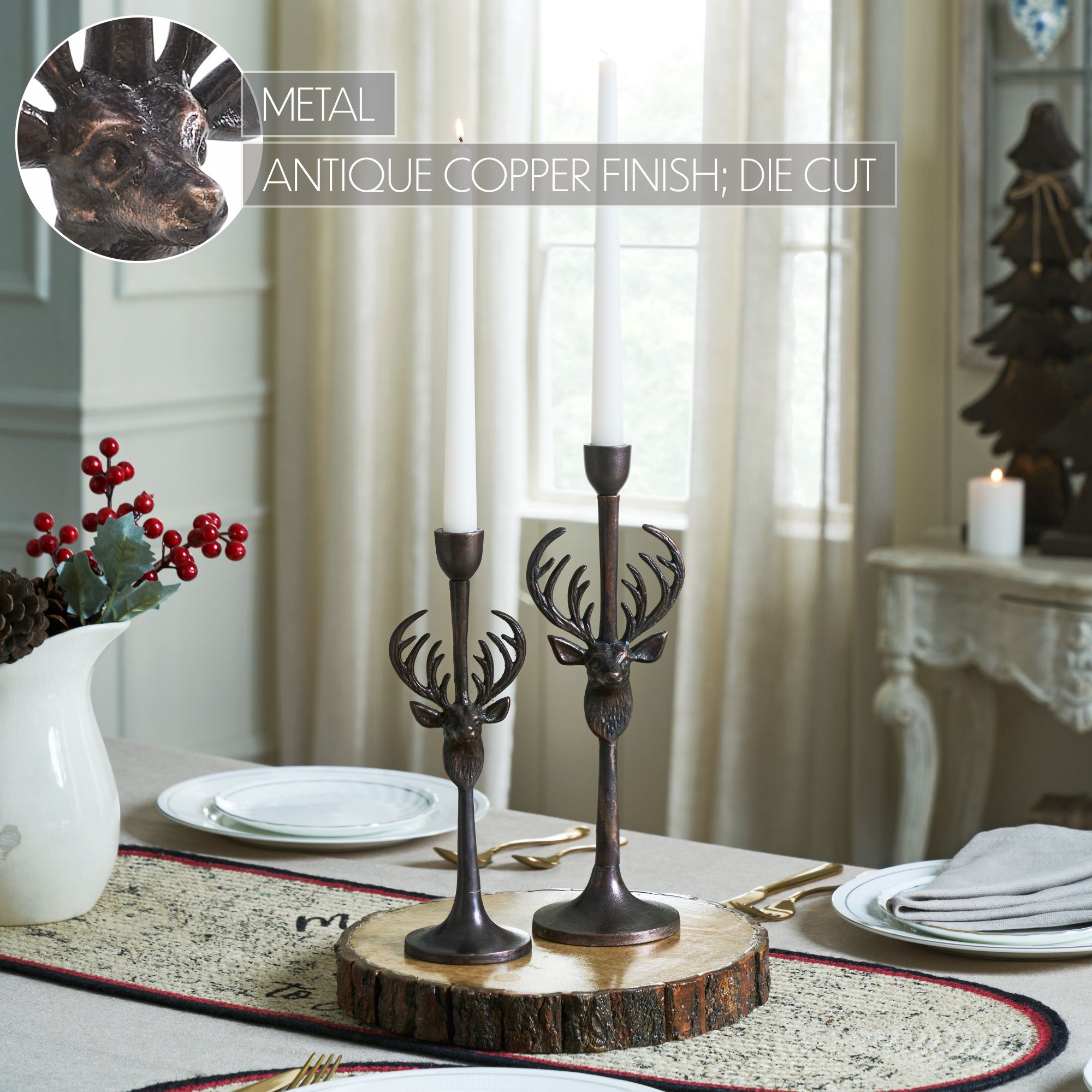90018-Rustic-Stag-Metal-Candlestick-Holders-Set-of-2-10.5-12.5-inch-image-5