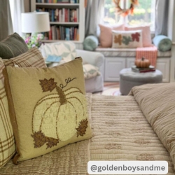 Embroidered Pumpkin Jute Flange Pillow 18x18