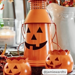 Tealight Holder Jack-O-Lantern Orange 3x3.5x3.5