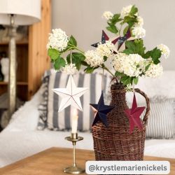RWB Wooden Star Ornaments Set of 3 4x4x0.25