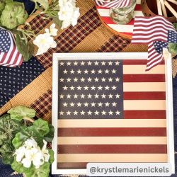 Vintage USA Flag White MDF Decorative Tray 12x12x2