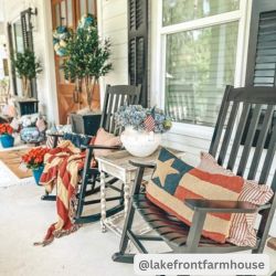 Patriotic Patch Flag Hooked Pillow 14x22