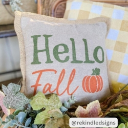 Pumpkin Bounty Hello Fall Pillow 9x9