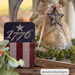 1776 Flag Stripes Wooden Sign 7x5