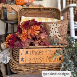 Under The Harvest Moon Prim Stars Mustard Base MDF Sign 4x12