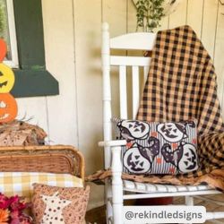 Witchy Pumpkins Striped Pillow 14x20