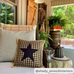 Black Check Star Pillow 12x12